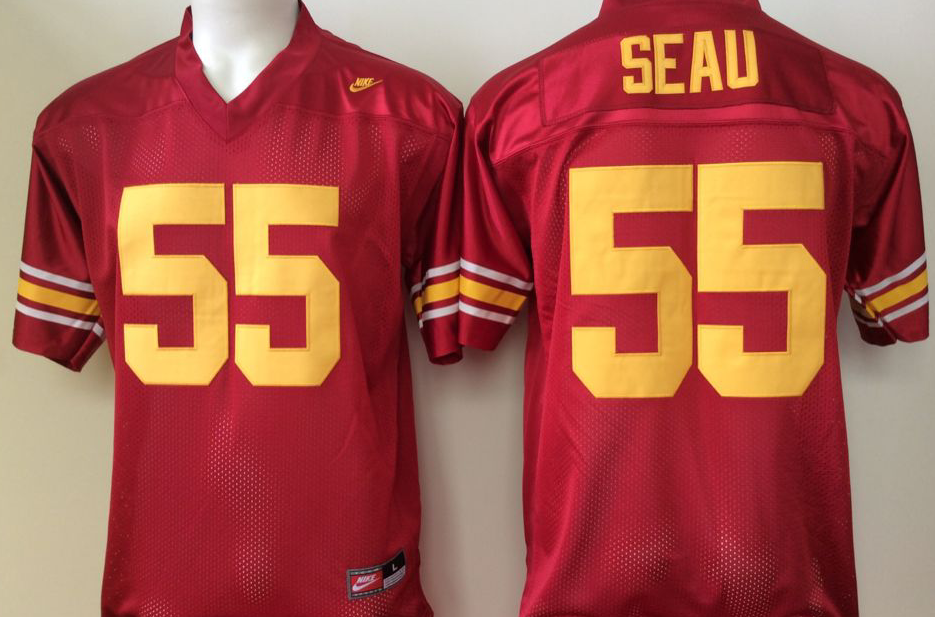 NCAA Men USC Trojans Red #55 seau style 2.->ncaa teams->NCAA Jersey